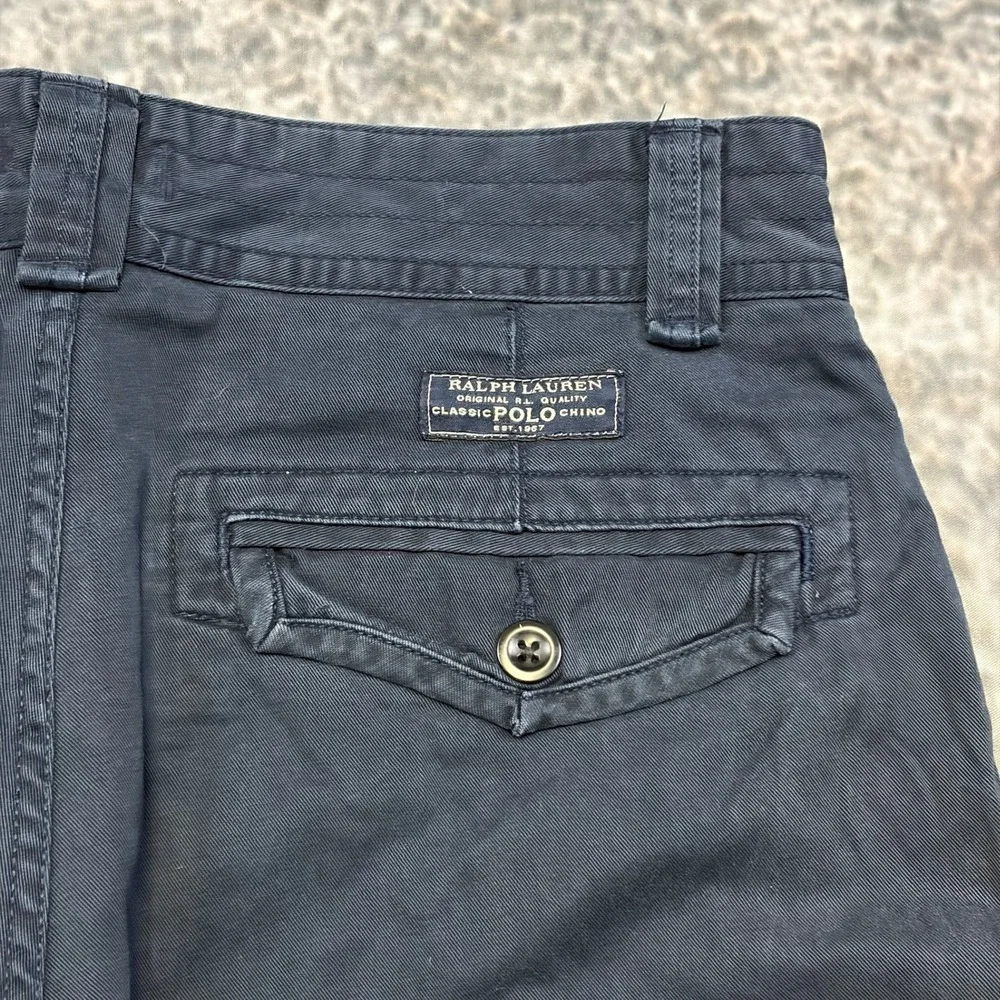 Vintage Polo Ralph Lauren Cargo Shorts Mens 33 Navy Blue Twill Classic Utility